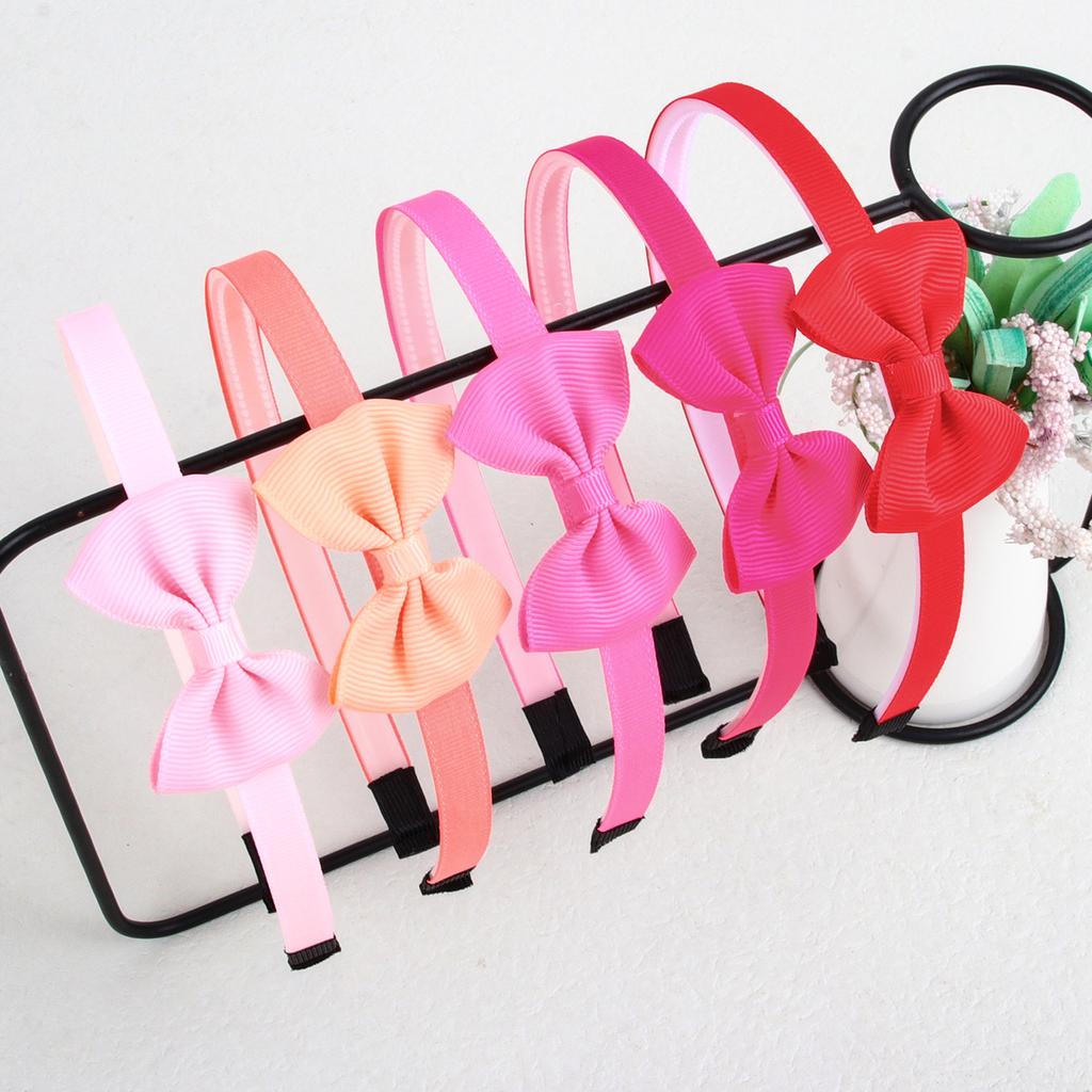 5pcs 2inch Grosgrain Ribbon Hair Bows with Headband Plastic Teeth Hairbands Girls Headbands Children Kids Hair Accessories
