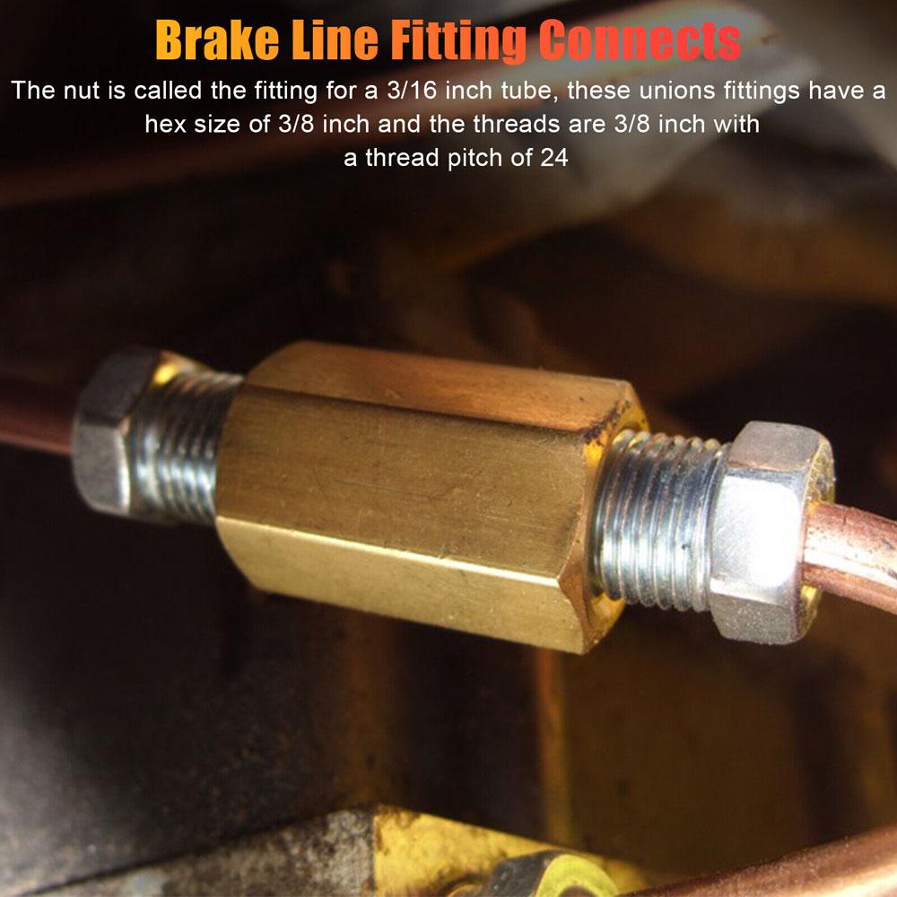 4 Sets 3/16" Brake Line Connector 3/8-24 Threaded Brake Line Fittings & Brass Unions Brake Line Tool Car Accessories