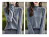 Women's Korean-Style Wool Knit Sweater - Autumn Collection, Half-High Neck, Carved Design