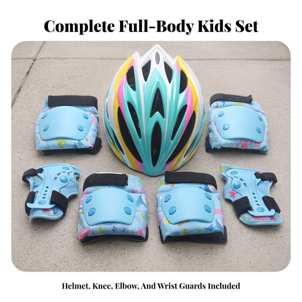 Kids Helmet and Pads Set Breathable Safety Gear with
