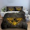 Biohazard Symbol On Cracked Yellow Triangle Bedding Set (1 Duvet Cover, 2 Pillowcases, Duvet Not Included) Sofas.