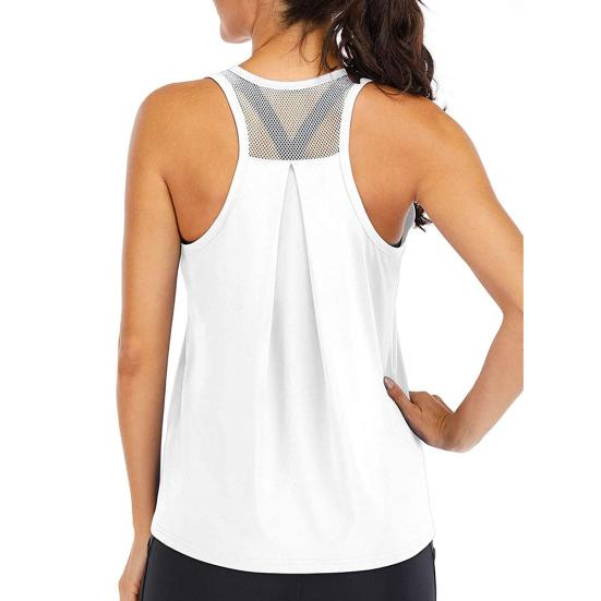 Chaleco Deportivo de Color Sólido para Mujer, Cuello Redondo, Sin Mangas, Secado Rápido, Espalda Cruzada, Blusa Holgada