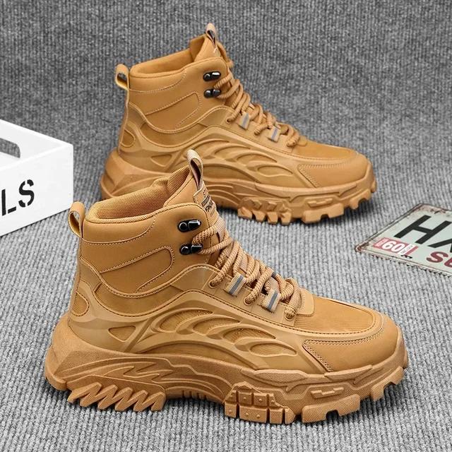 Men's Boots Autumn and Winter New High Top Boots, Thick Soled Warm Snow Boots, Outdoor Anti Slip and Wear-resistant Work Boots