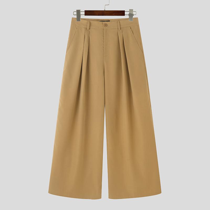 

INCERUN Мужские брюки с высокой талией и застежкой-молнией, широкие брюки, повседневные свободные брюки 2XL