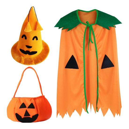 Yousheng děti Halloween kostým Šněrovací Cape Dýně Candy Kabelka Kreslený Topper Hat Cosplay Performance Halloween Party Oblečení