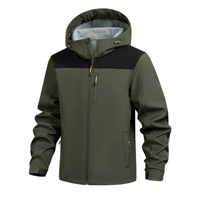 Men's Lightweight Softshell Jacket Fall Winter Fleece Lined Hooded Waterproof Hiking Outdoor Jackets Hooded Coats for Men Work Jacket with Pockets