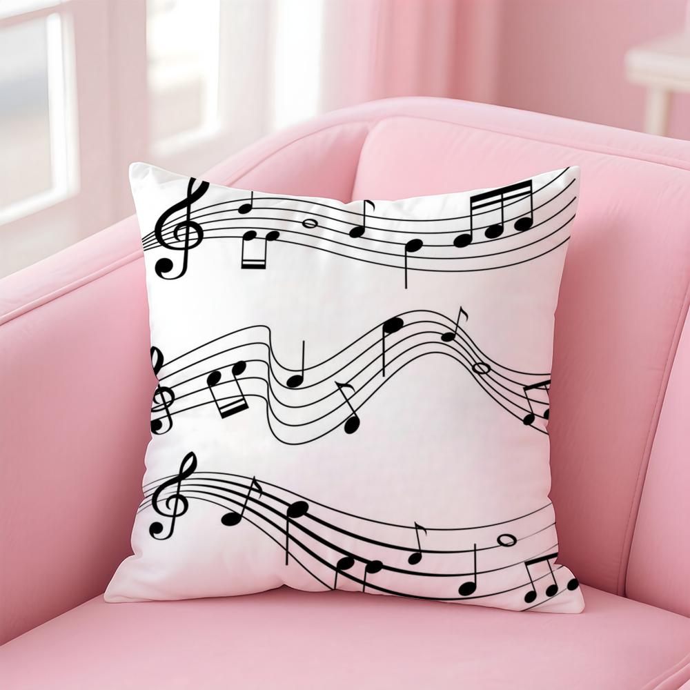 Sheet Music Printing Cushion Cover Pillow Case Soft Friendly Fabric & Concealed Zipper