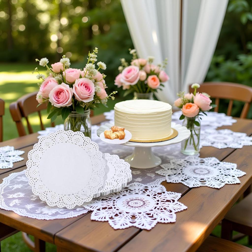 150 Pcs 6 Inch White Lace Paper Doilies Disposable Round for Buffet Cake Fried Food Party Wedding Tableware Decoration, Disposable Doilies Kitchen