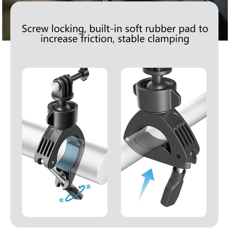 Aluminum Bike Handlebar Clamp for Sports Cameras with Double Swiveling Joints Lightweight