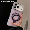 KEYSION Magnetic Jewelled Case for iPhone 16 17 Pro Max Air 16 Plus Transparent Matte TPU+PC Shockproof Ring Stand Phone Cover