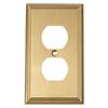 Electroplated Wall Outlet Cover Plate with Stepped Decorative Border for Indoor Wall Detail and a Unified Metal Finish