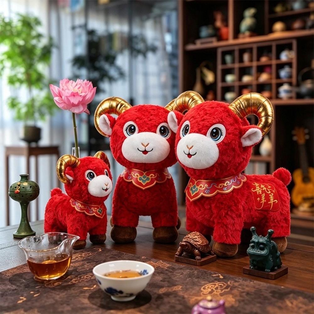 Soft Plush Mascot Doll Spring Festival Decor Stuffed Animal Cute Year of the Sheep Mascot Gift