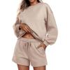 Women's Fashion Sportswear Casual Long-Sleeved Pullover Sweatshirt Drawstring Shorts Set