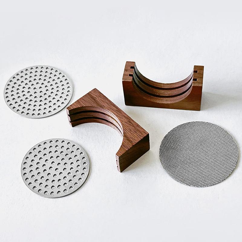 For 51Mm/58Mm Puck Screen Espresso Coffee Filter Screen Holder Coffee Making Puck Screen Bracket Wooden Walnut Stand Rack