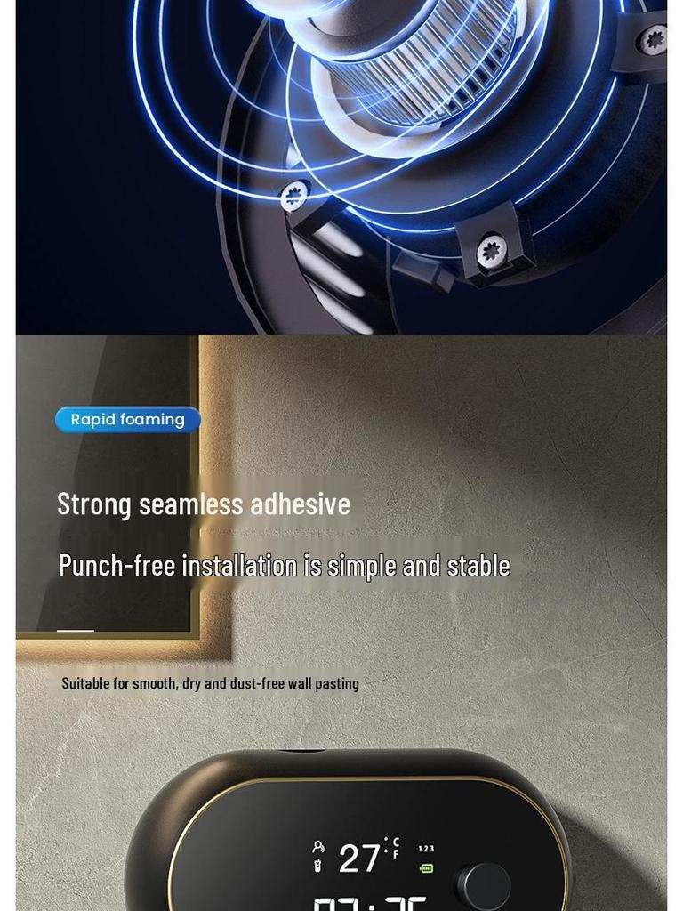 Wall-Mounted Smart Induction Foam Hand Sanitizer with USB Charging & Clock