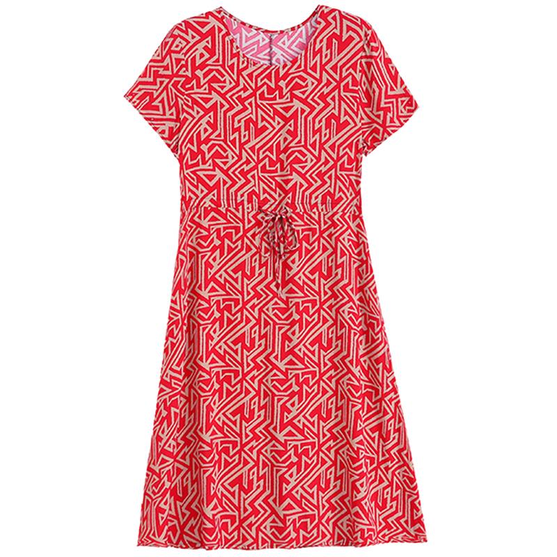 Eleganckie sukienki dla kobiet Nowa, na co dzień, długa sukienka z nadrukiem w stylu vintage, letnia odzież damska z krótkim rękawem w stylu koreańskim