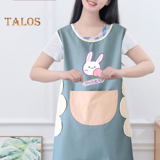 Cooking Apron Contrast Color Oil-proof Workwear Lovely Sleeveless Dinner Apron for Home