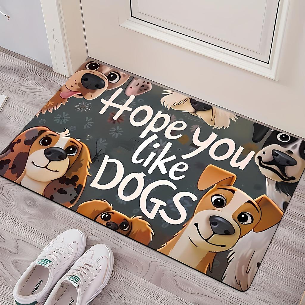 VIKAMA Adorable Cartoon Puppy Welcome Doormat Indoor/Outdoor Entrance Floor Mat Non-Slip, Stain-Resistant Rug Home Decor