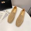 Fashion Autumn Weaving Princess Shoes Fashion Square Toe Casual Ballet Flats Shoes Women's Knitted Flat Bottom Soft Sole Walking Shoes
