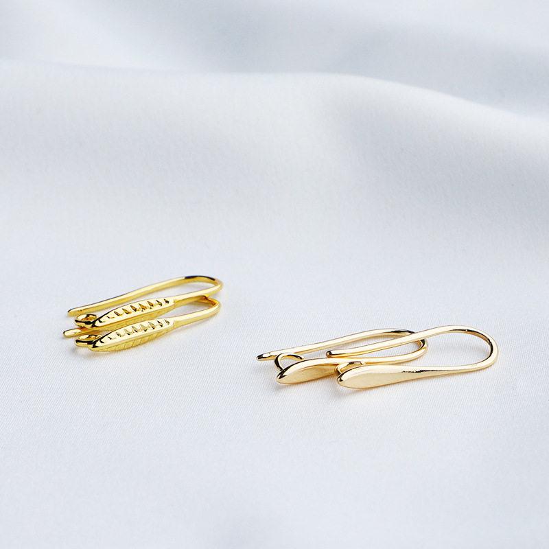 Copper-Plated 14K Gold Leaf-Shaped U-Shaped Earring Hooks for DIY Earrings
