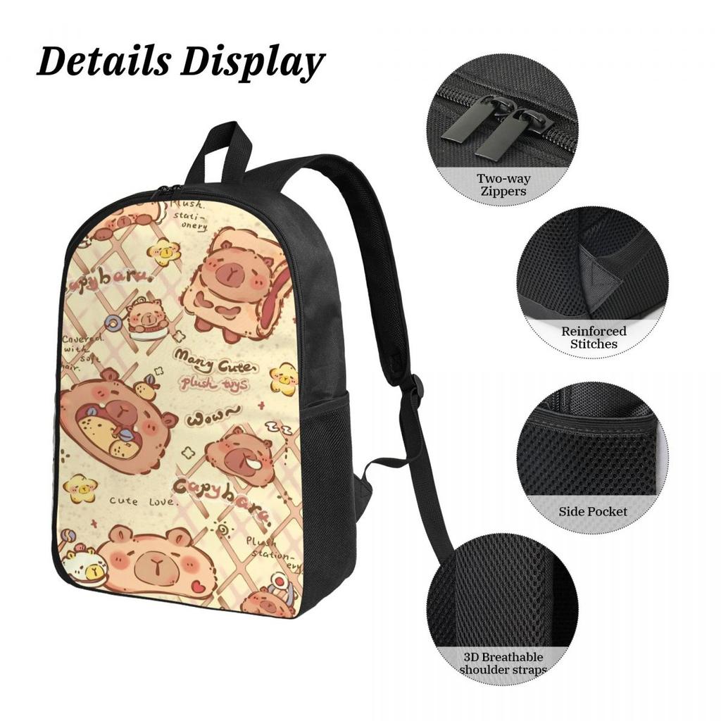 3Pcs Funny Capybara Kawaii School bags Set for Girls Boys Pen Bags Backpack Sets with Lunch Box For School Students Knapsack