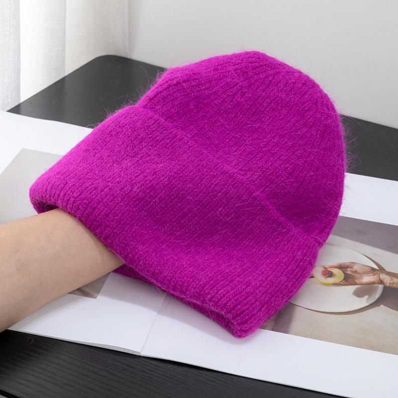 Korėjietiškos saldainių spalvos triušio kailio kepurė su gobtuvu, moteriška, šilta megzta kepurė, korėjietiška japoniška šalta kepurė Instagram virusinė tendencija