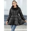 Winter Women's Quilted Trench Coat, Stand Collar Slim Fit Cotton Coat with A-Line Hem, Thick Waist-Defining Parka for Cold Weather