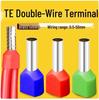 Flame Retardant Brass TE Double-Wire Terminal Block, Pre-Insulated Cold Crimp Connector, European Style, 0.5-16 Sq Mm