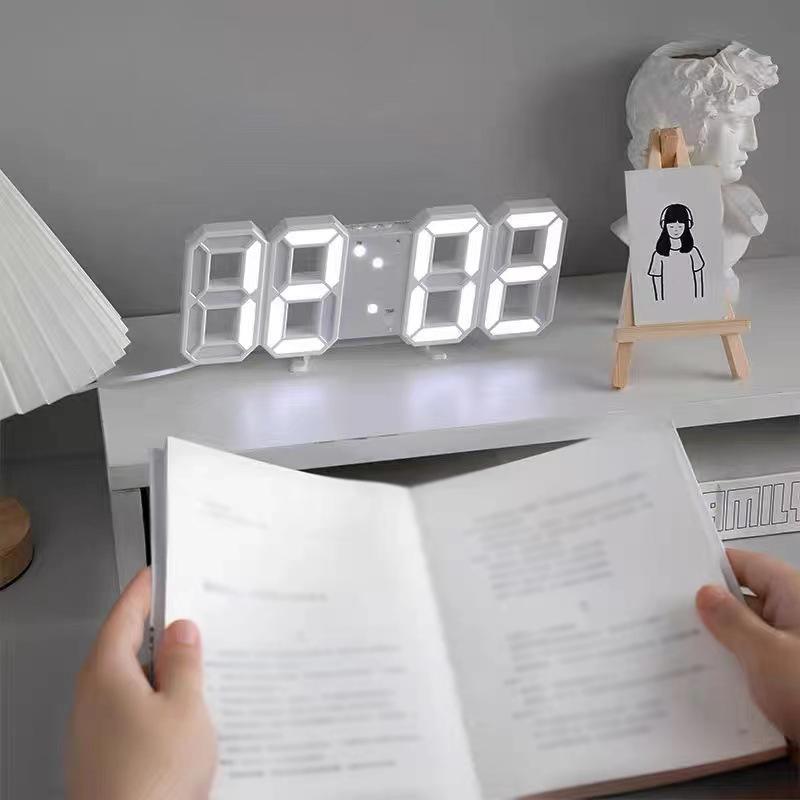 3D Digital Alarm Clock Creative Office 3D Luminous LED Wall Clock Simple Japanese Electronic Clock KTY