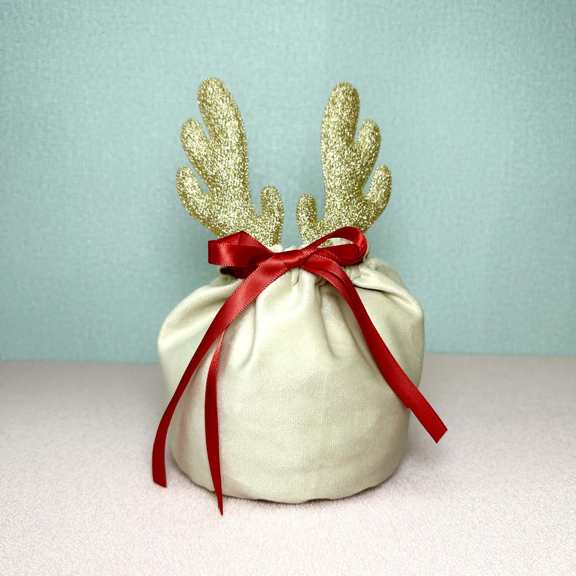 

Бархатный подарочный мешочек на шнурке с изображением лося для рождественских и хэллоуинских сувениров для вечеринки Large (20cm width x 15cm height) света кофе