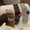 Ladies Autumn and Winter Warm Thickened Sweet Thick Lines Matching Color Imitation Sable Hair Long Socks