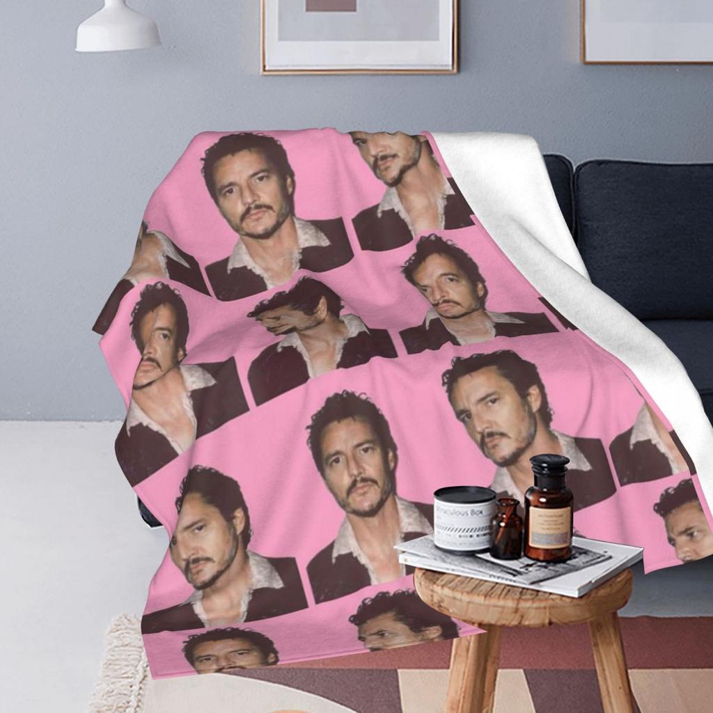 Pedro Pascal Pattern Blanket Flannel Sofa Throw Blanket Warm for Home Bedroom Office Throws Bedspread Quilt
