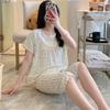 1011 Spring and Autumn Short Sleeve New Printed Pajama Set Summer Thin Sweet Floral Loose Loungewear