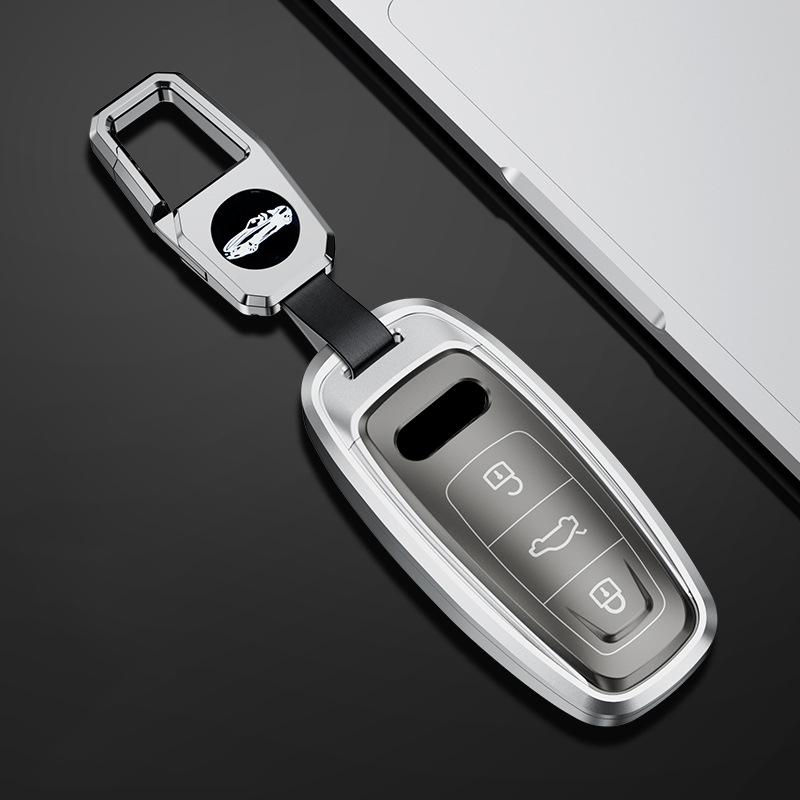 Metal Car Key Case Remote Cover Shell Holder Protector Keychain Fob for New A3L A6L A8L Q4 E-tron A7L Q6 S6 S7 S8 Q7 Q8 SQ7