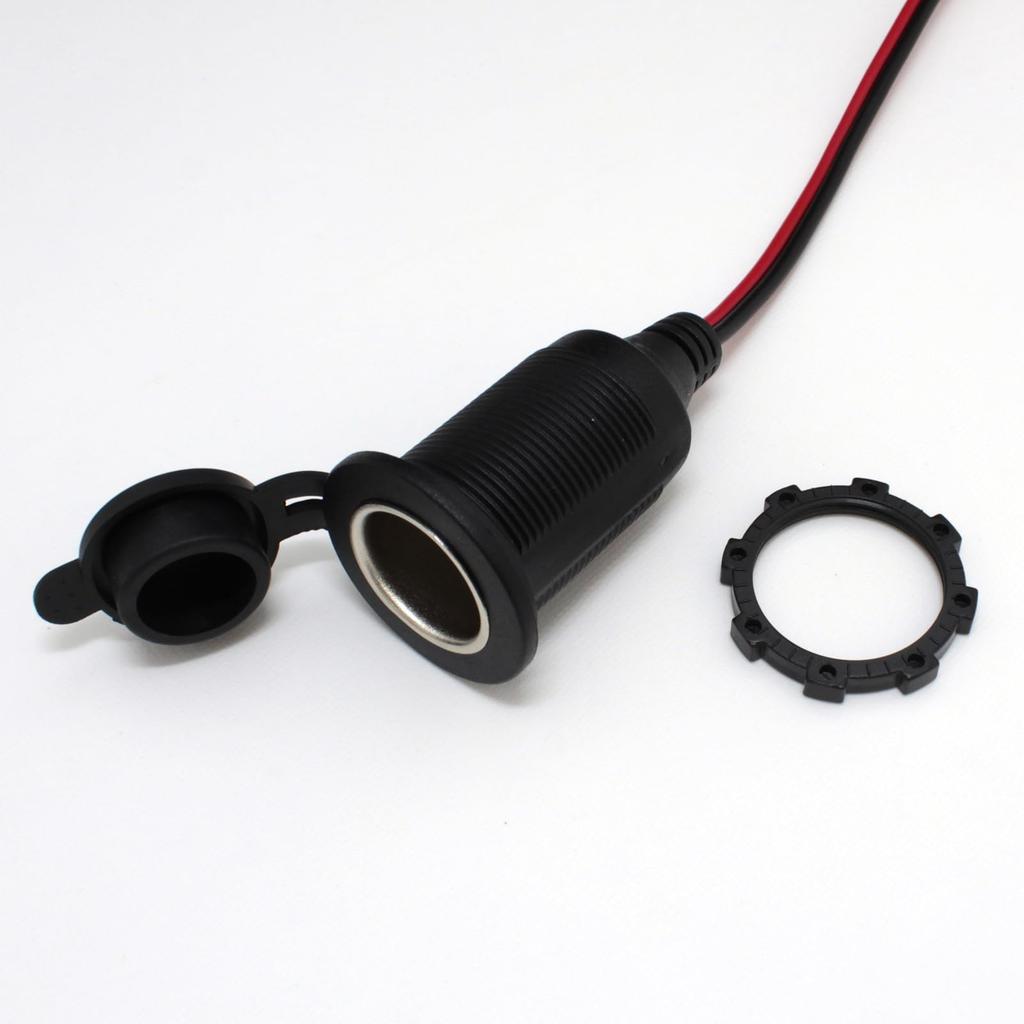 Kaito Denshi Female Cigarette Lighter Socket with Lid, 1 Branch Uncut, Power Cable, 12 V, 11.8 inches (30 cm)