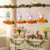 Cute Easter Bunny Pendant Colorful with Rope Faceless Decorative Handmade Craft Rabbit Gnome Ornament Easter Holiday