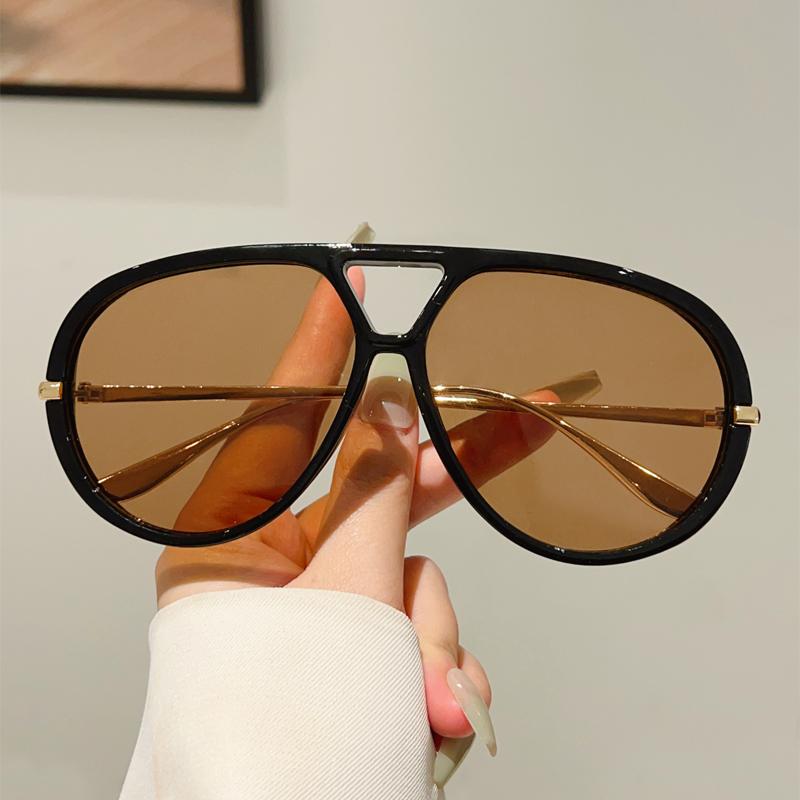 Oversized Pilot Sunglasses New in Vintage Double Bridge Sun Glasses Women Trendy Luxury Brand Design Outdoor Shades