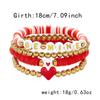 New “LOVE” Pink Heart-shaped Pendant Beaded Elastic Multi-layered Layered Bracelets  for Women Girl Valentine's Day Gift Jewelry
