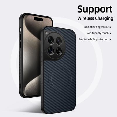 Pro OnePlus 12 Hight-End černé magnetické bezdrátové nabíjecí pouzdro MagSafe pro OnePlus 12 s čočkou, nárazuvzdorný kryt pro OnePlus 12