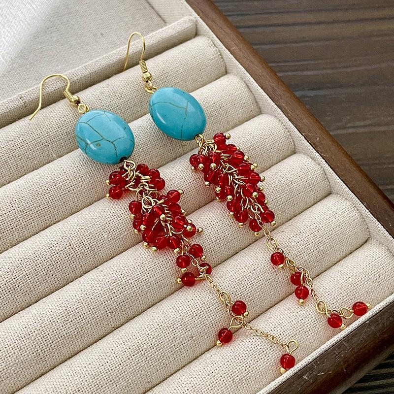 Oval tassel ear hook simple light luxury high-end earrings niche fashion exaggerated personality earrings women
