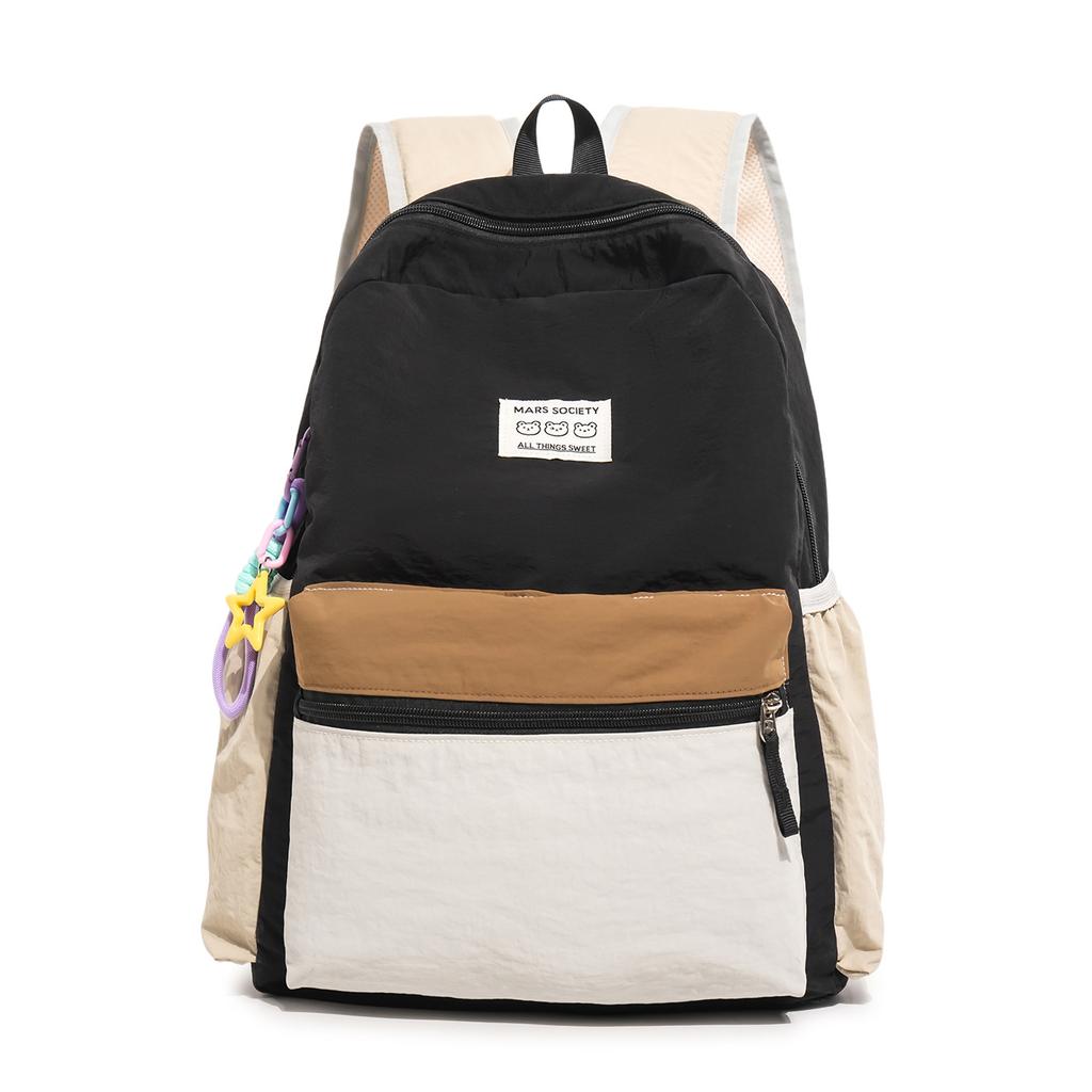 Schoolbag Multifunctional dual-purpose backpack Women's contrasting color lightweight schoolbag Men's and women's junior high school students