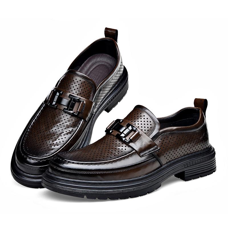 Men's Trendy Breathable Leather Slip-On Shoes: Versatile, Fashionable, and Comfortable for Business or Casual Wear