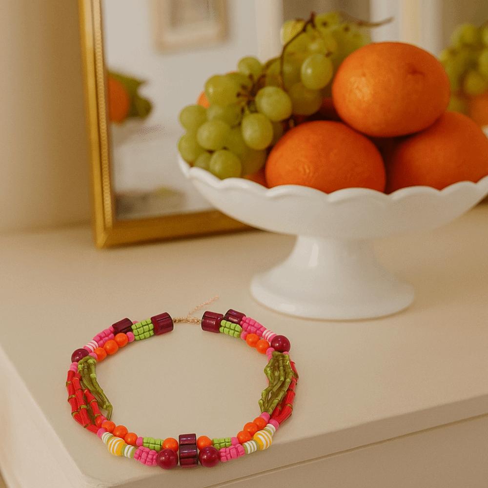 Ethnic Style Multilayer Bead Necklace Marine Organism Charms Dopamine Necklace  Women