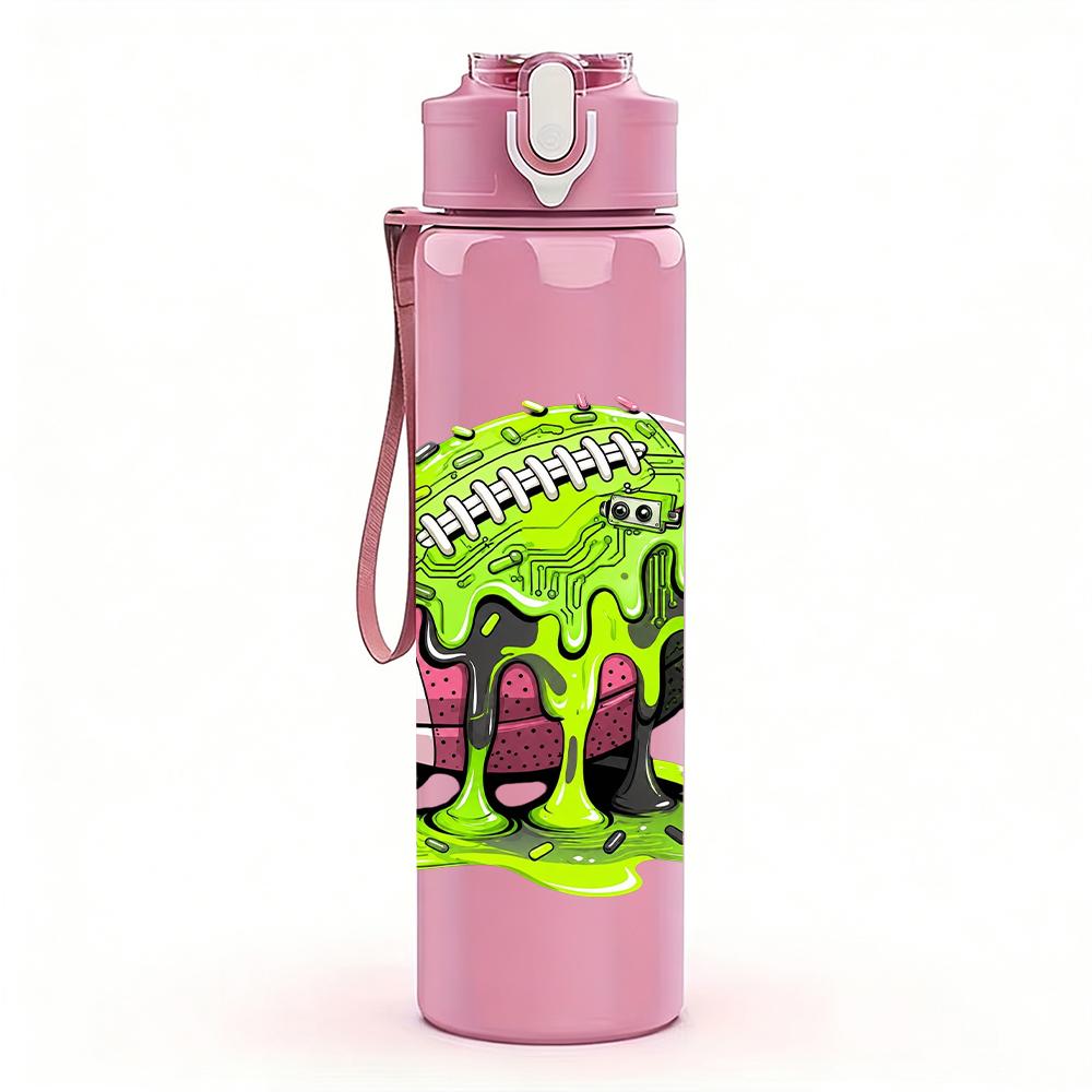 1PC Slime Covered Football Figure 750ml Color Plastic Water Bottle Leakproof Flip Straw Lid For Sports Office Home Use