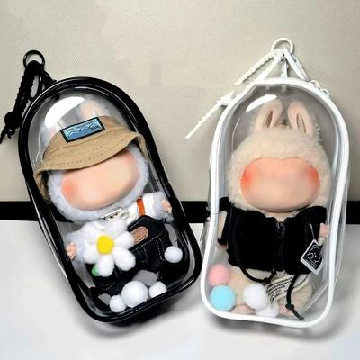 Non-Toxic Colorful Pvc Transparent Out Bag Protector Case Organizer Box Keychain Doll Accessories For 17Cm Dolls Outdoor Display Bag