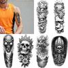 3pcs Temporary Tattoo Realistic Temporary Tattoos Dragon And Skates Skull With Ivy Wizard With Book For Adults Thighs Arms