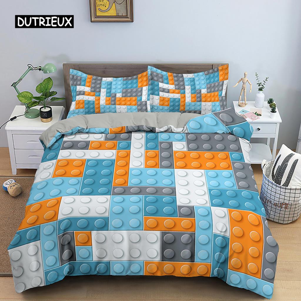 Geometric Printed Bedding Set Microfiber Colorful Lines Duvet Cover with Zipper Closure Queen King Size Quilt Cover Home Textile