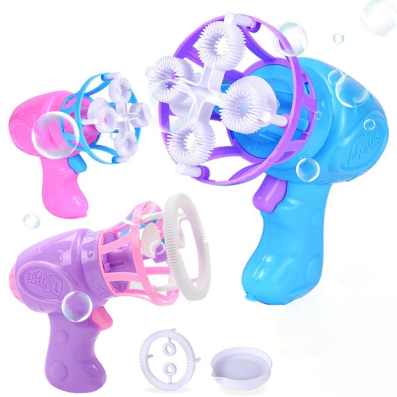 Children's Electric Fan Bubble Gun Automatic Soap Bubble Blowing Maker Machine Cartoon Summer Outdoor Toy Kid Birthday Gifts