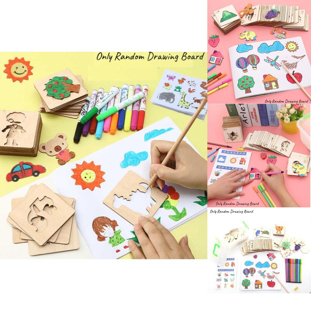 Montessori Holz Zeichenschablonen Set Für Kinder 20 Bunte Vorlagen Für Kreatives DIY Malen Und Lernspiele Chars)