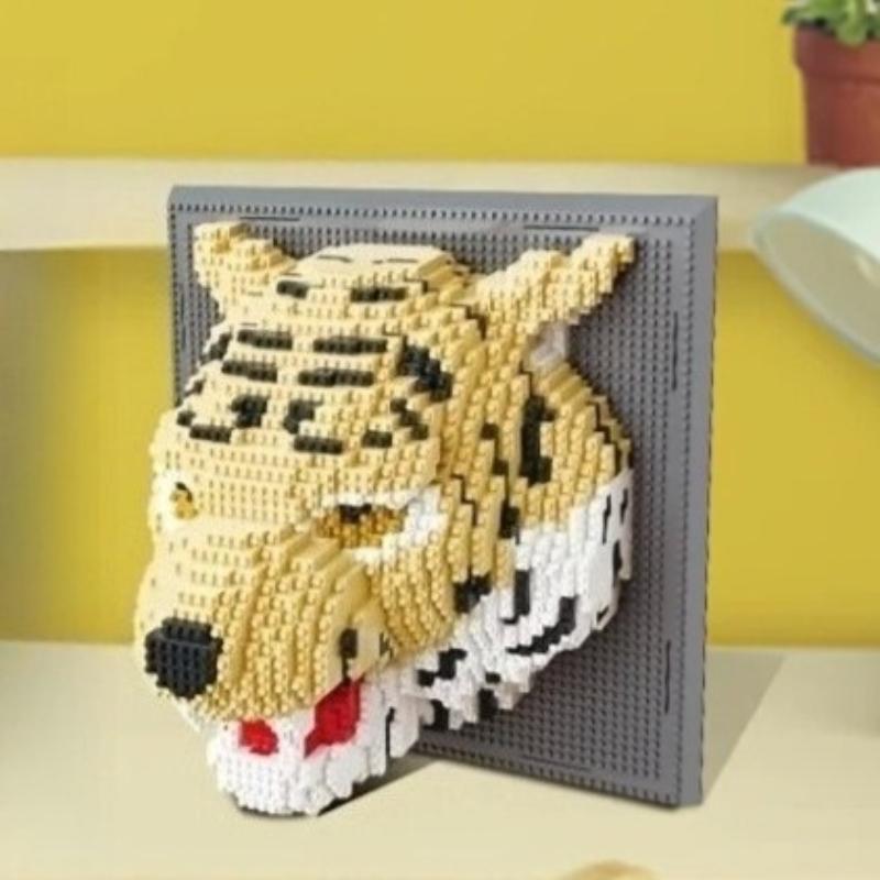 Tiger Wall Painting Building Blocks Set Home Decorations Tiger Theme Construction Kit For Room Styling